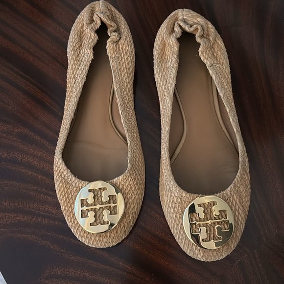Tory Burch Python Tan Reva Ballet Flats - Picture 3 of 6